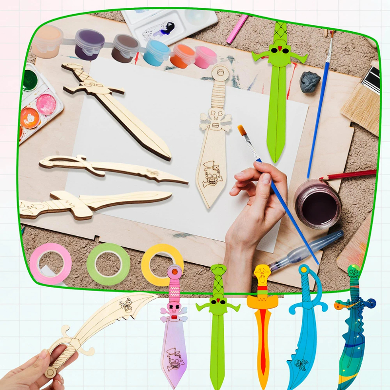 16pcs Kids Wooden Pirate Theme - Cosplay Prop Paint のレビューと価格