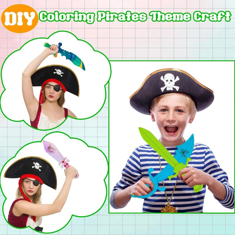 16pcs Kids Wooden Pirate Theme - Cosplay Prop Paint のレビューと価格