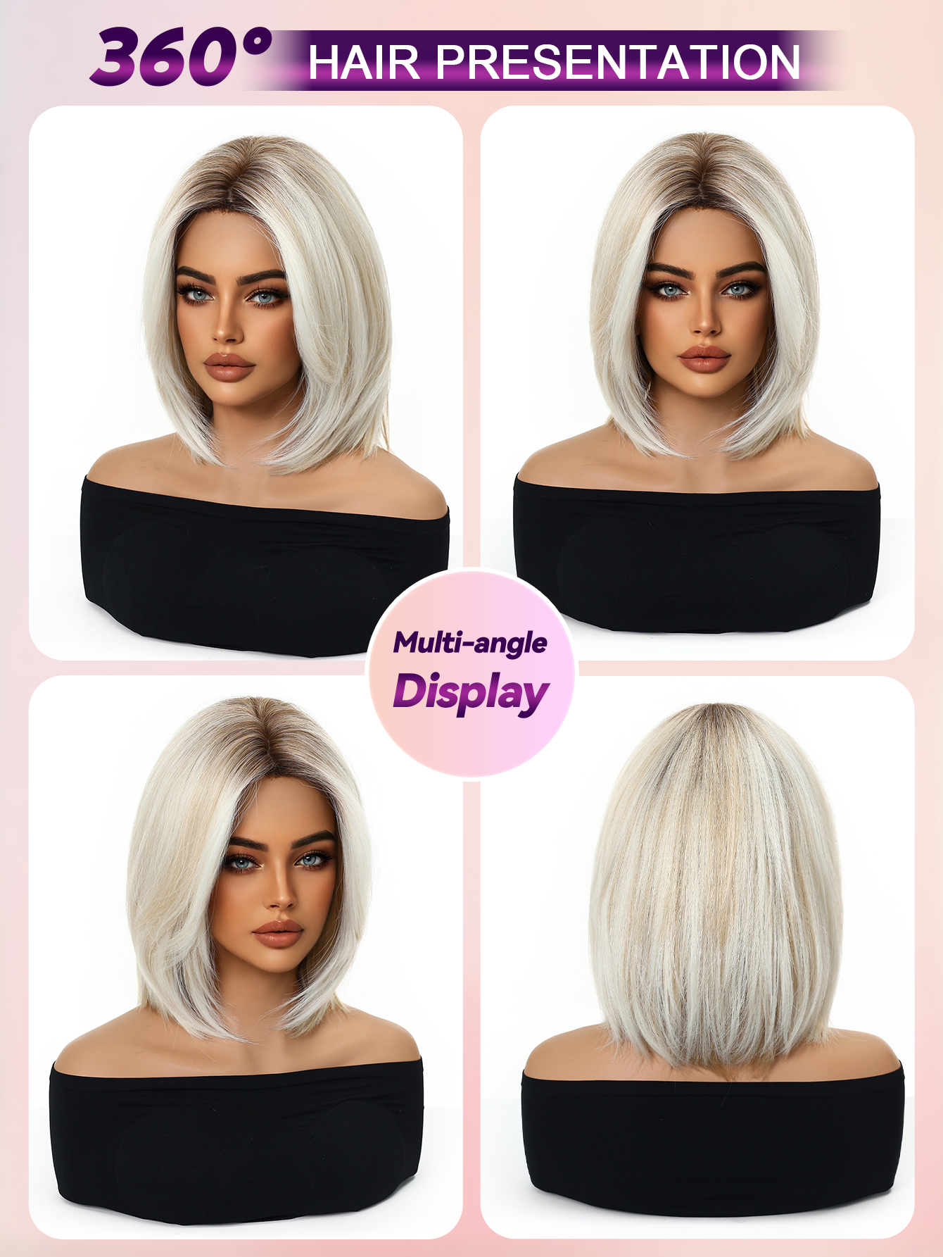 Dark Root Platinum Blonde Shor - Wig Fiber Net のレビューと価格