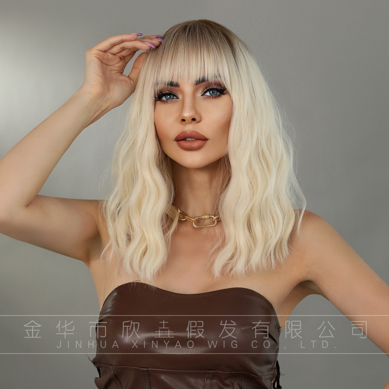 Light golden medium- curly hai - Wig Fiber Net のレビューと価格